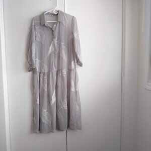 sheer drop waist embroidered feathers shirtdress NWOT